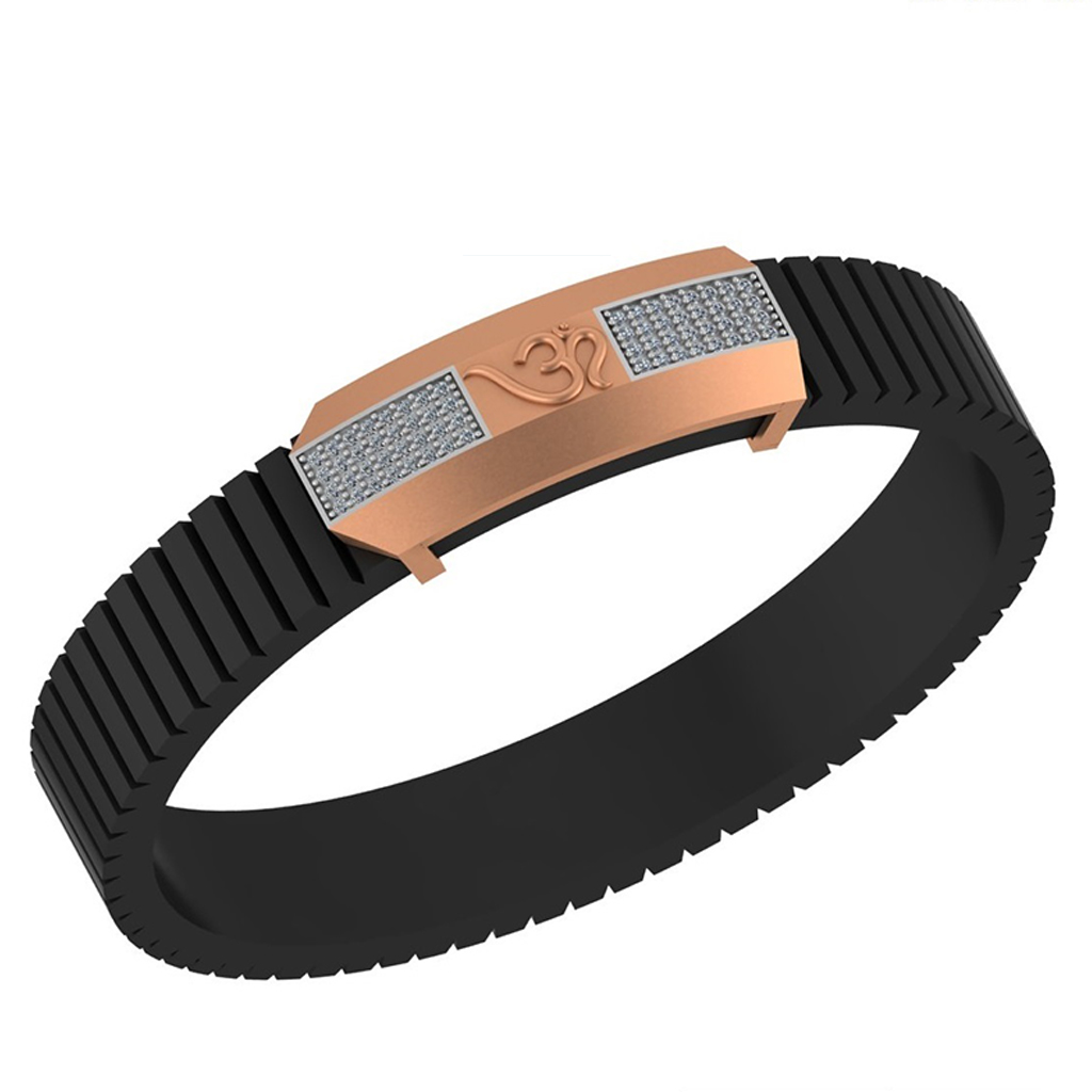 Minimalistic Om Twin Diamond Panel Bracelet