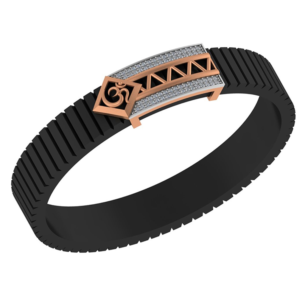 Designer Om Angled Frame Diamond Bracelet