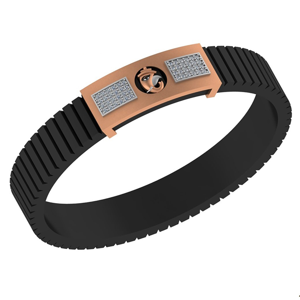 Om Symbol Twin Diamond Panel Bracelet