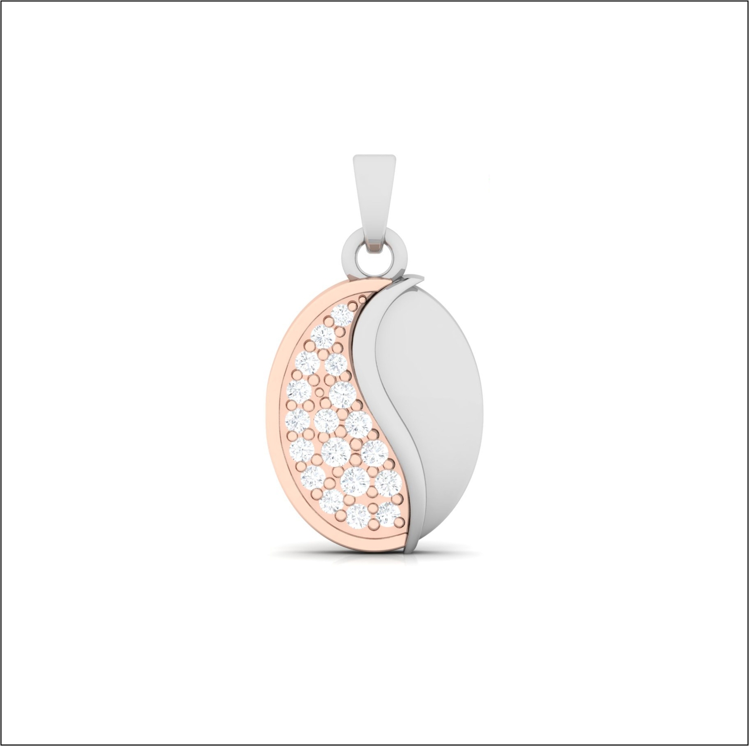 Dual-Tone Yin–Yang Diamond Pendant with Pavé Detailing