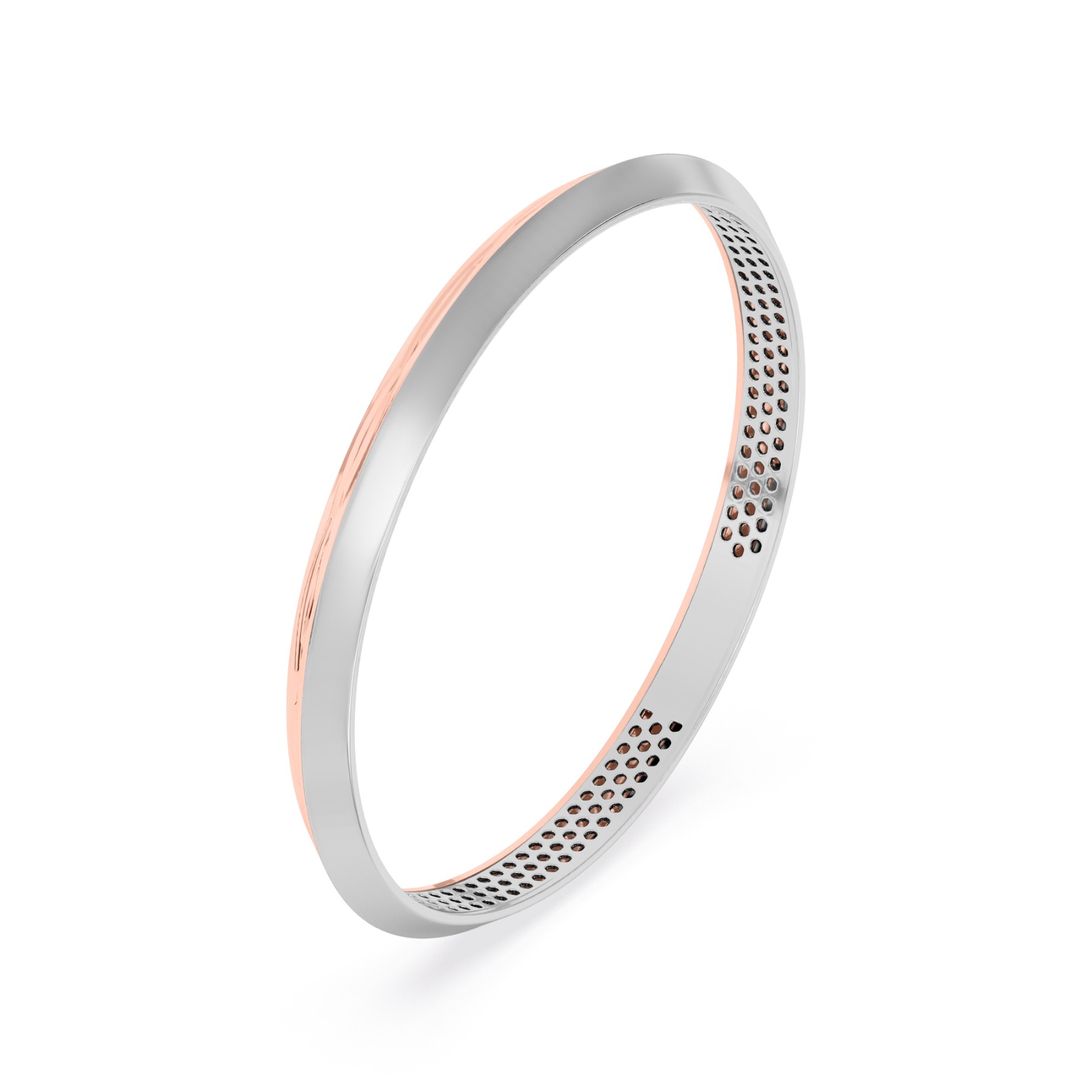 Minimalist Dual-Tone Sleek Bangle with Modern Cutout Detailing
