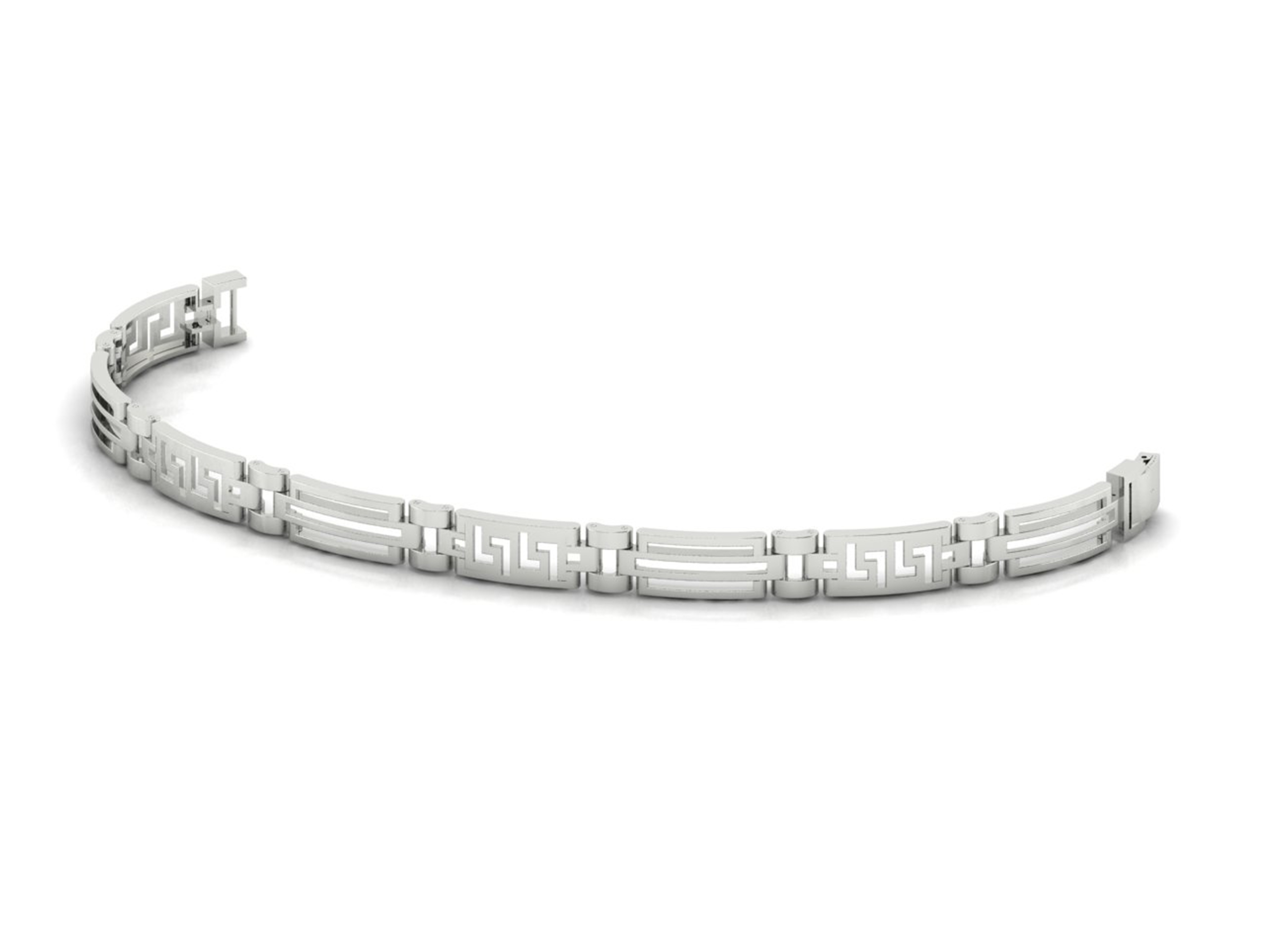 Classic Greek Key Stainless Steel Bracelet – Sleek Silver Geometric Design