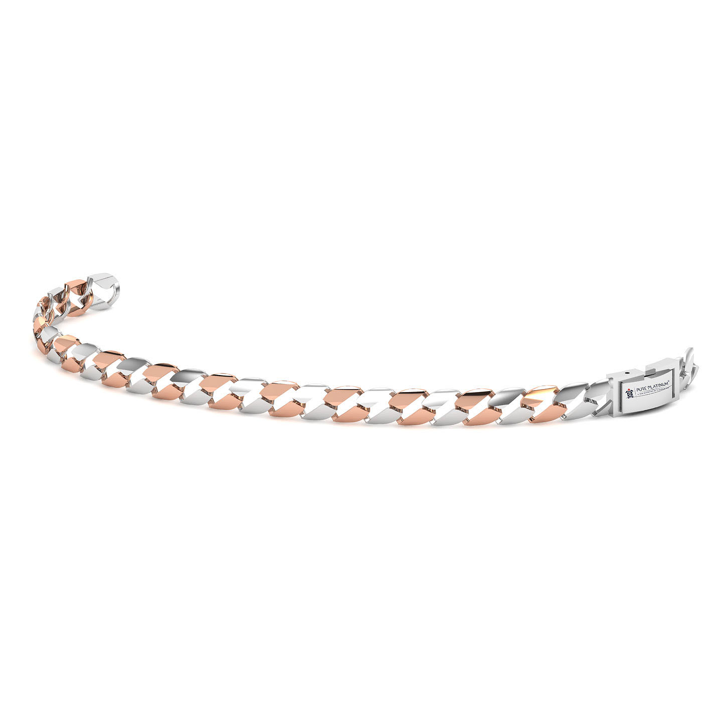 Dual-Tone Cuban Link Bracelet – Bold Silver &amp; Rose Gold Finish