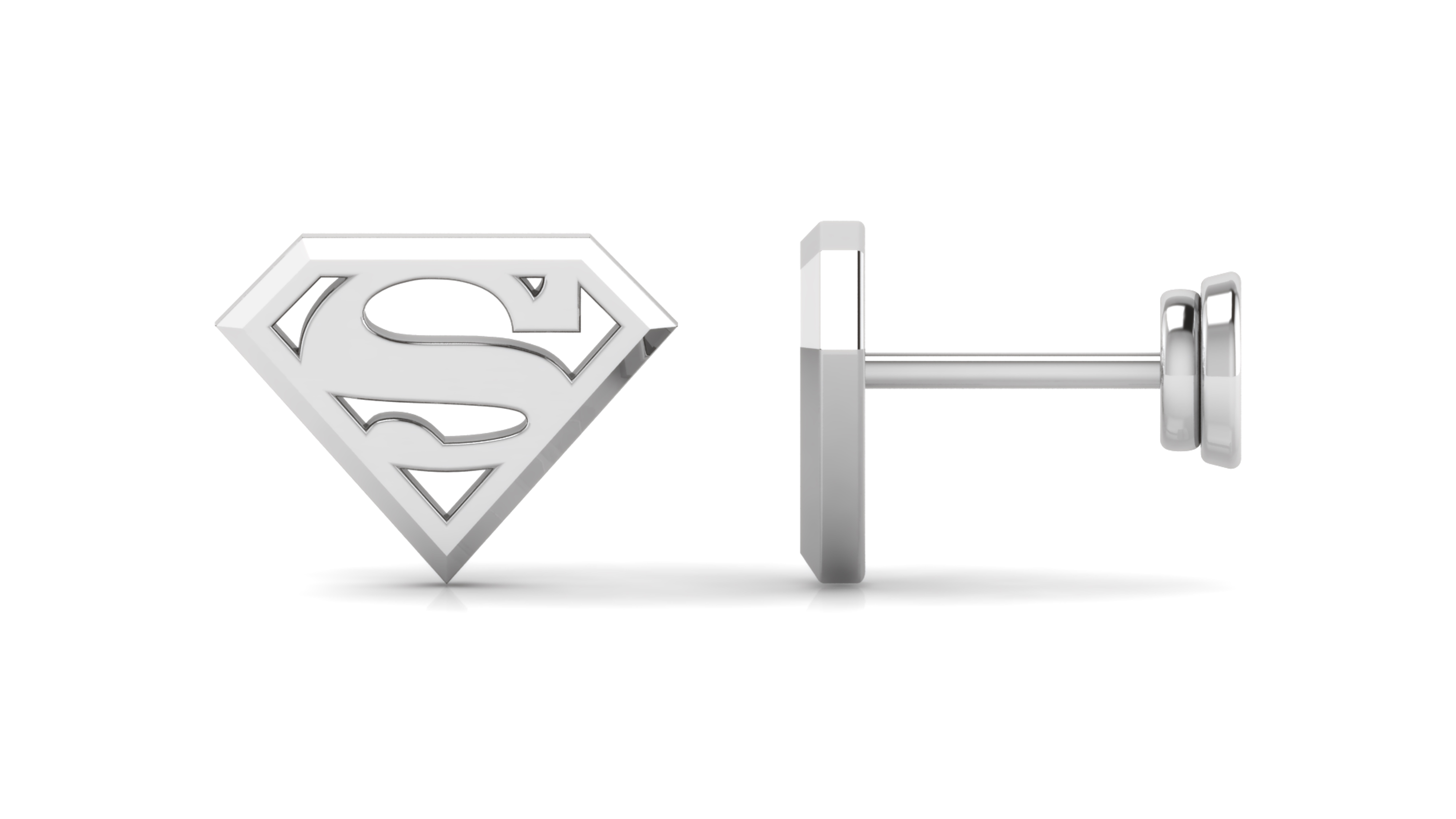 Hero Emblem Shield Stud Earrings – Bold Geometric Cutout Design