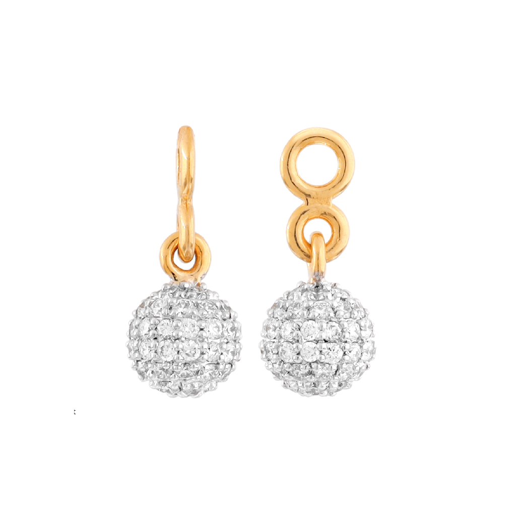 Diamond Ball Drop Earrings in Yellow Gold