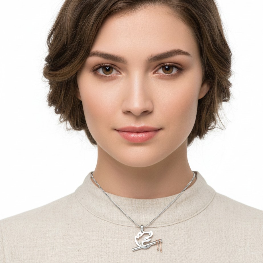 Dual Metal Shiva Trishul Pendant with Diamonds