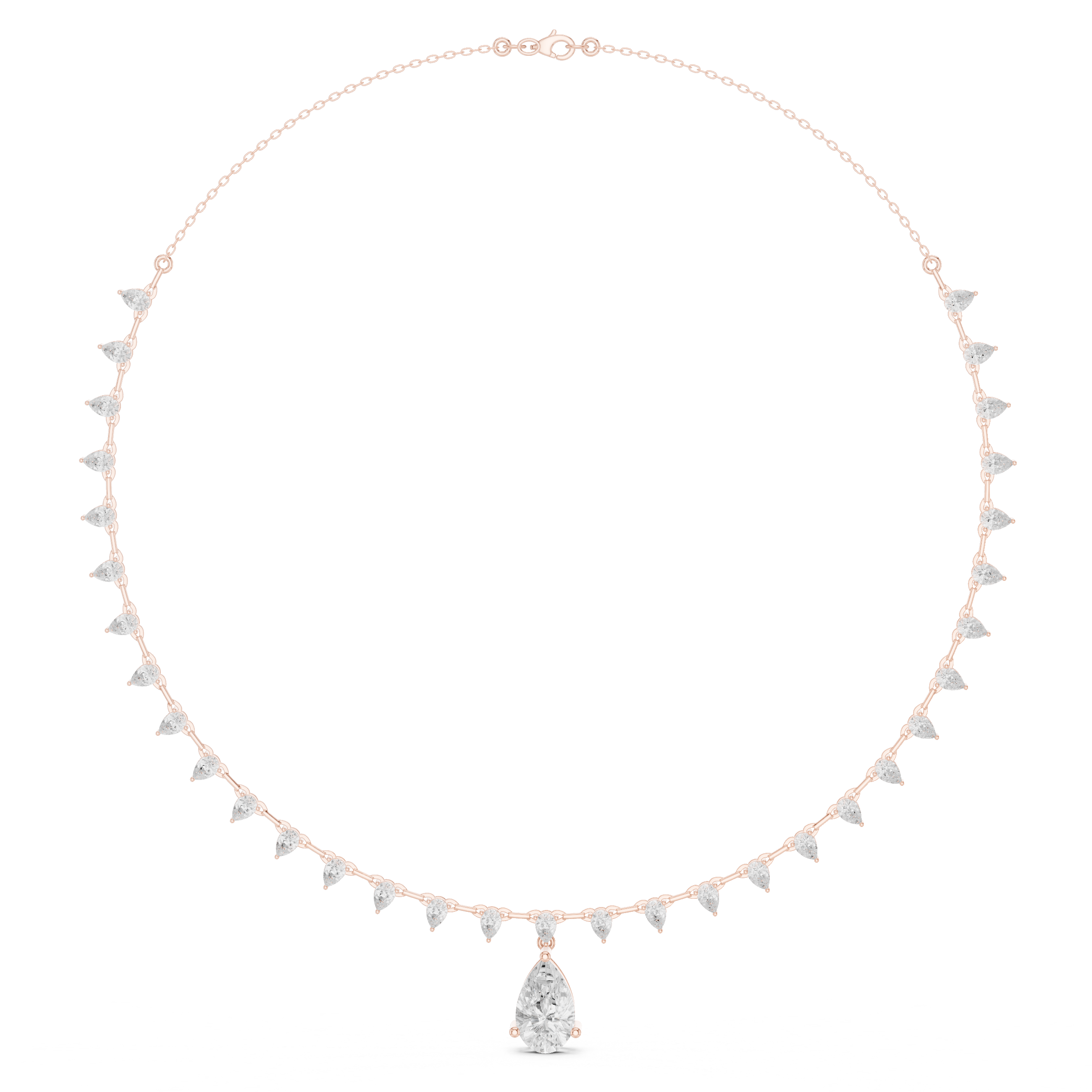 Rosé Pear Halo Drop Necklace