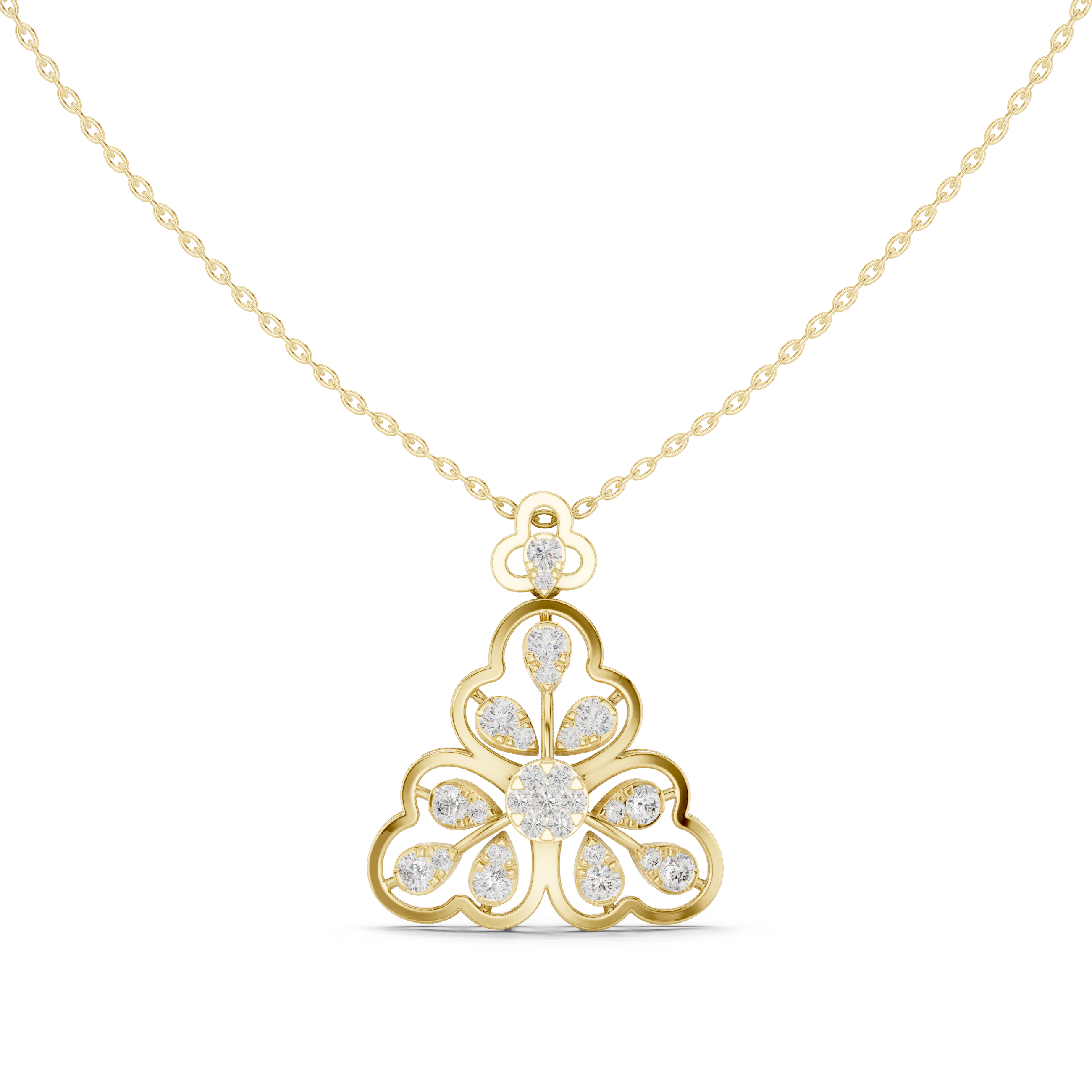 Royal Petal Grace Diamond Pendant Necklace