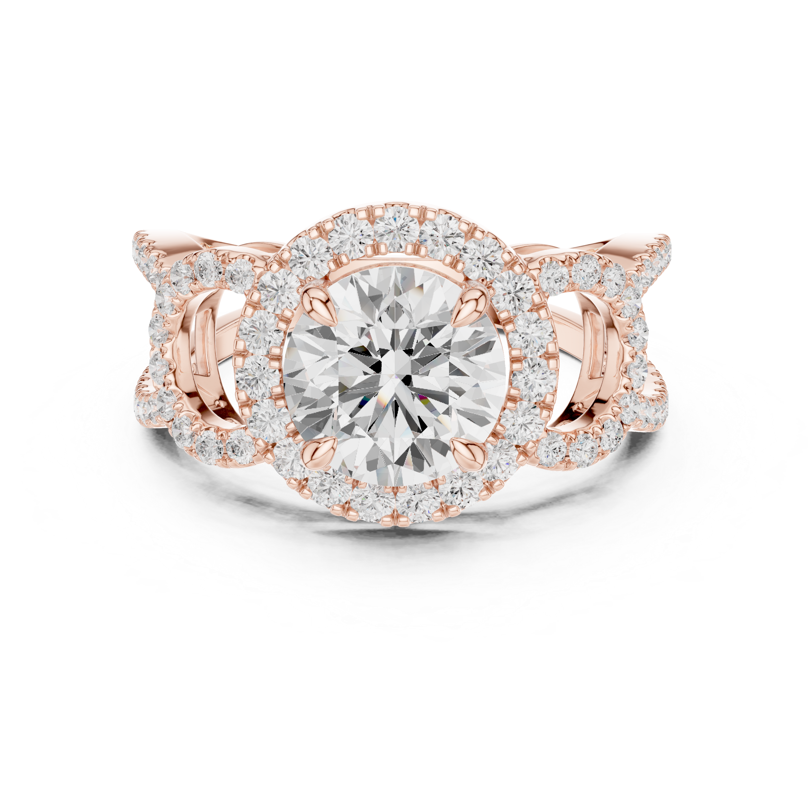 Rose Gold Halo Blossom Diamond Ring