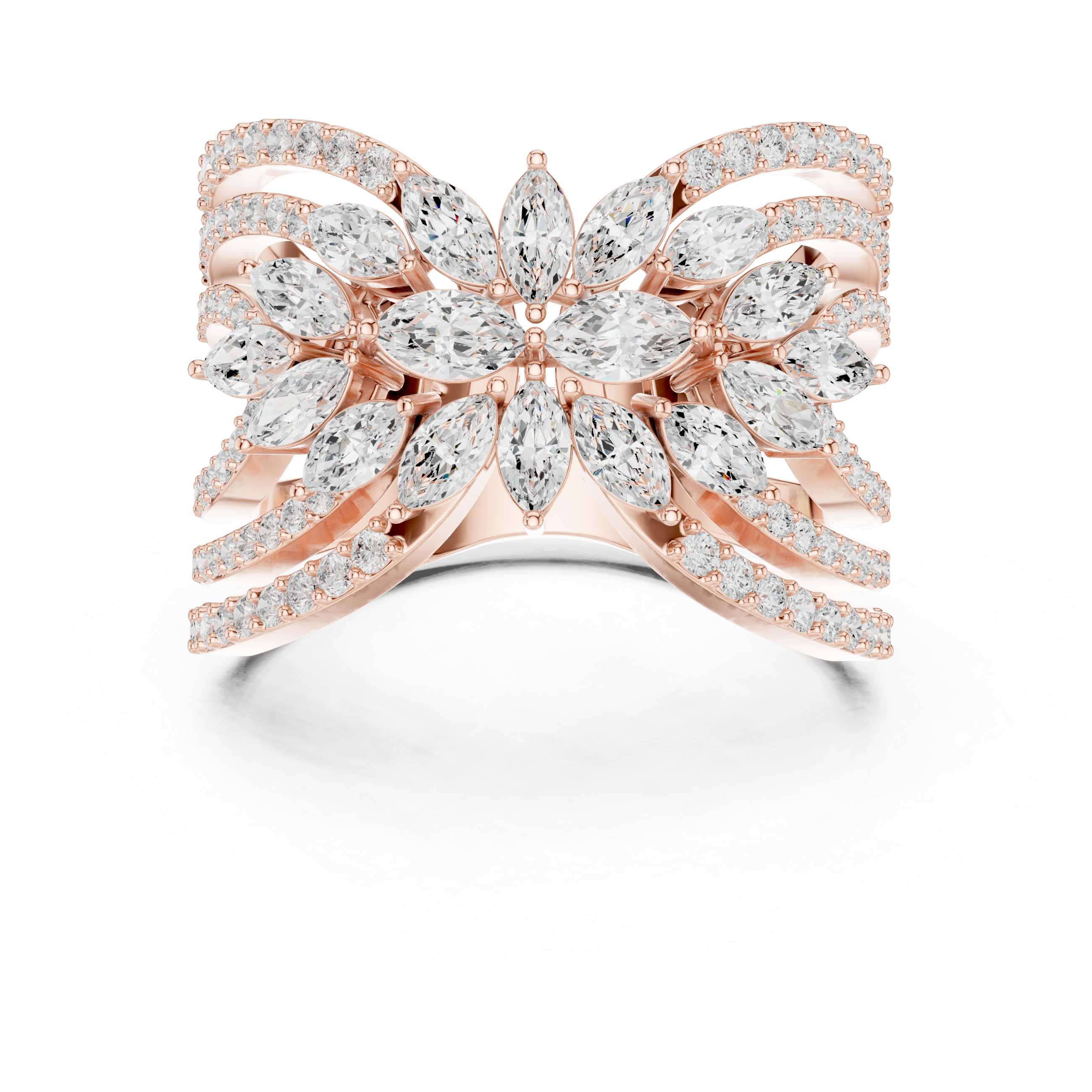 Rose Gold Diamond Butterfly Cuff Ring