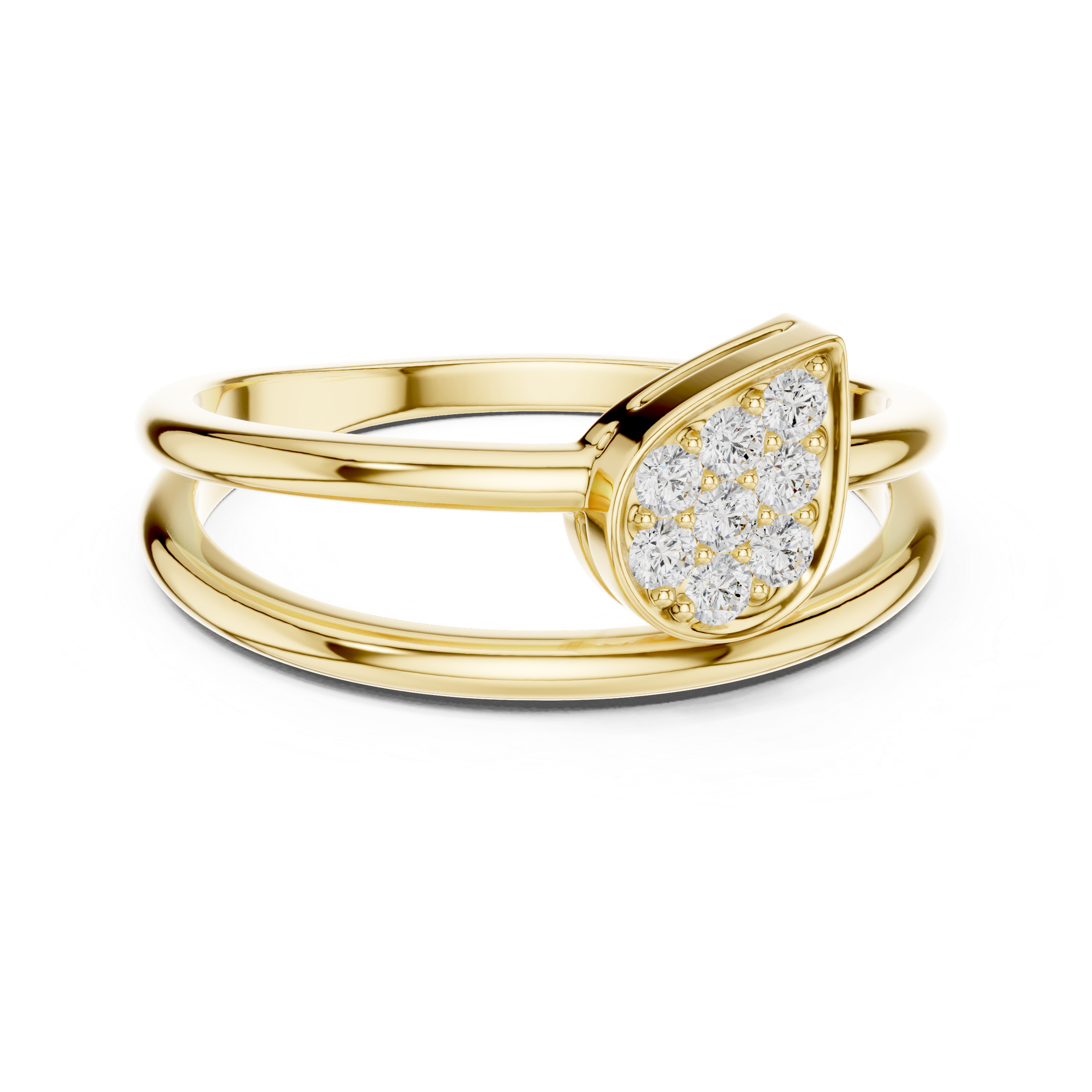 Golden Heart Cluster Diamond Ring