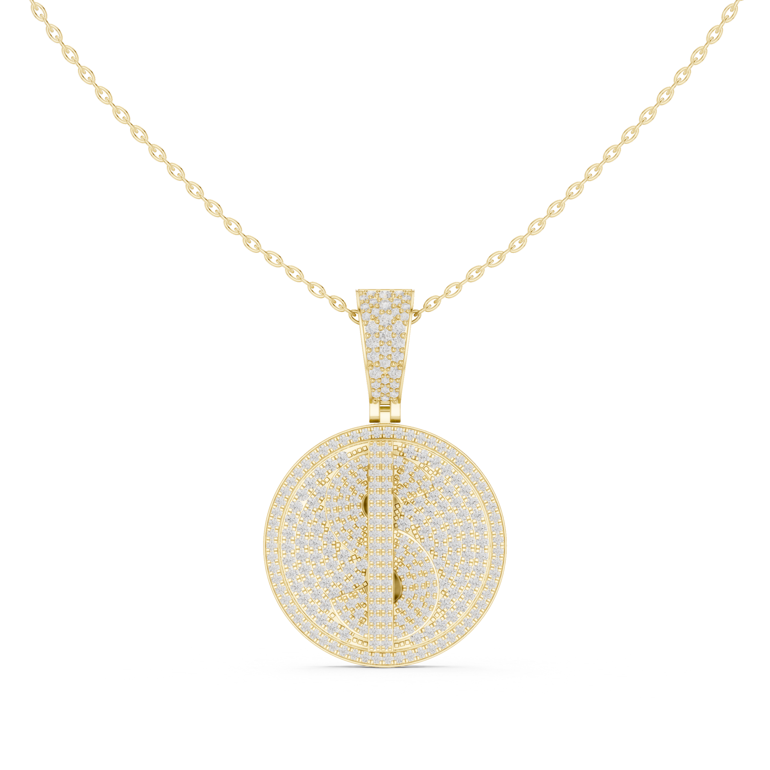 Radiant Pavé Disc Gold Pendant Necklace