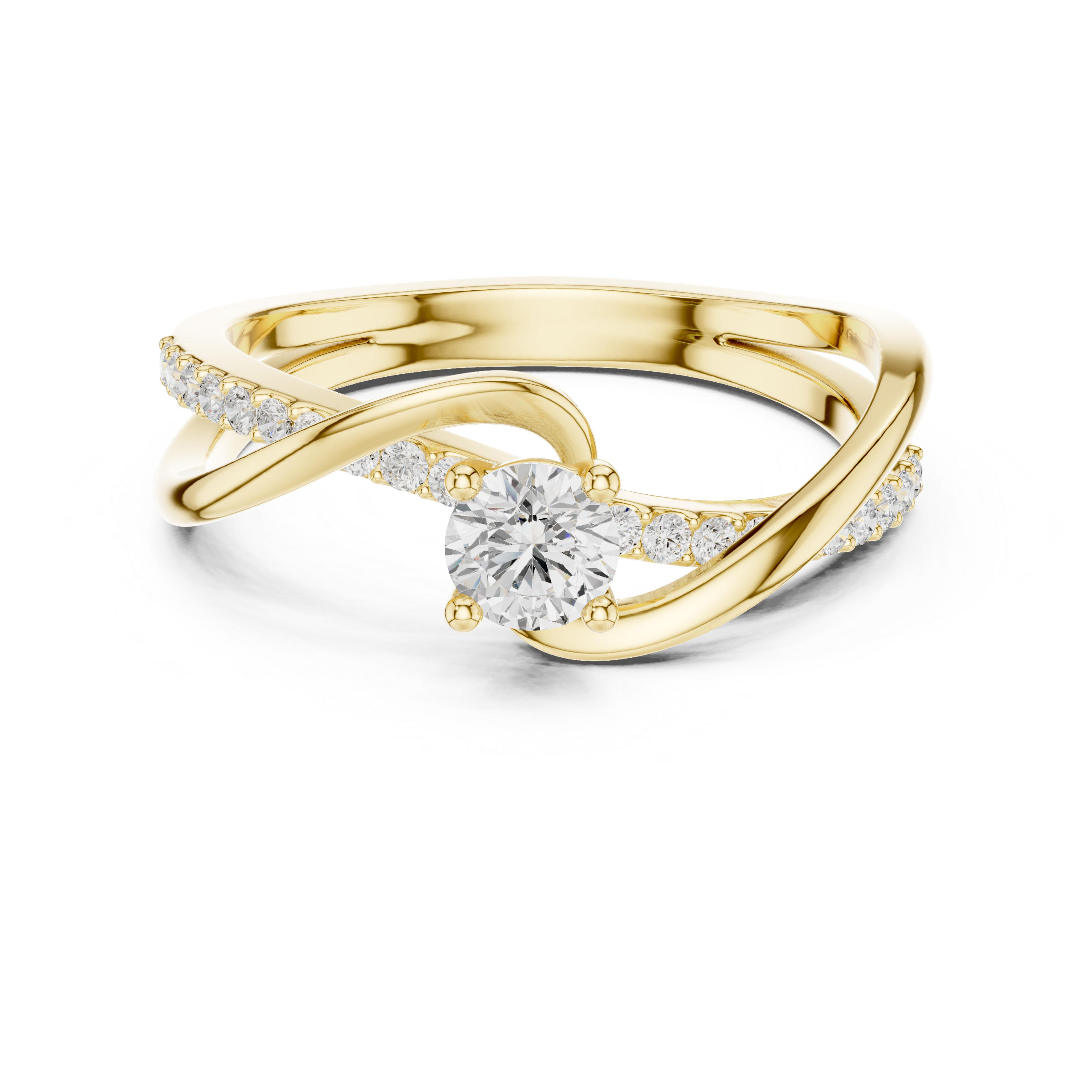 Golden Embrace Solitaire Diamond Ring