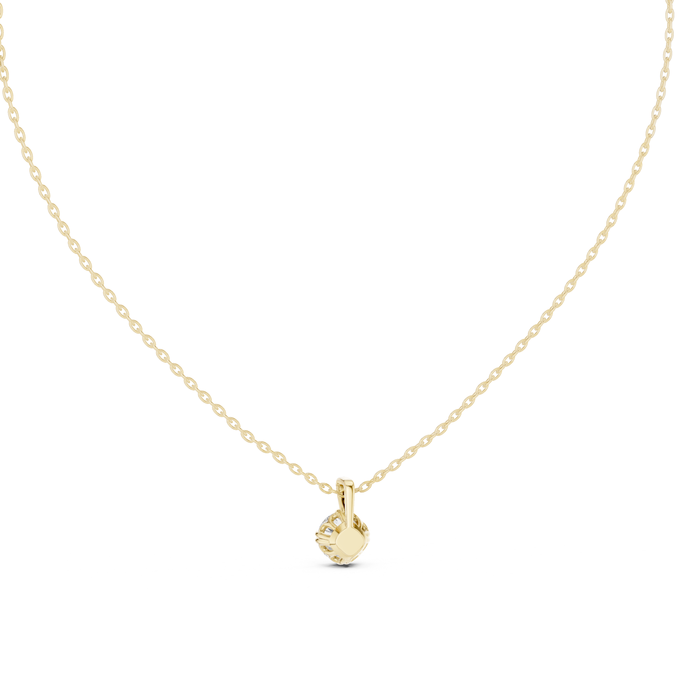 Classic Round Solitaire Gold Pendant Necklace – Back View