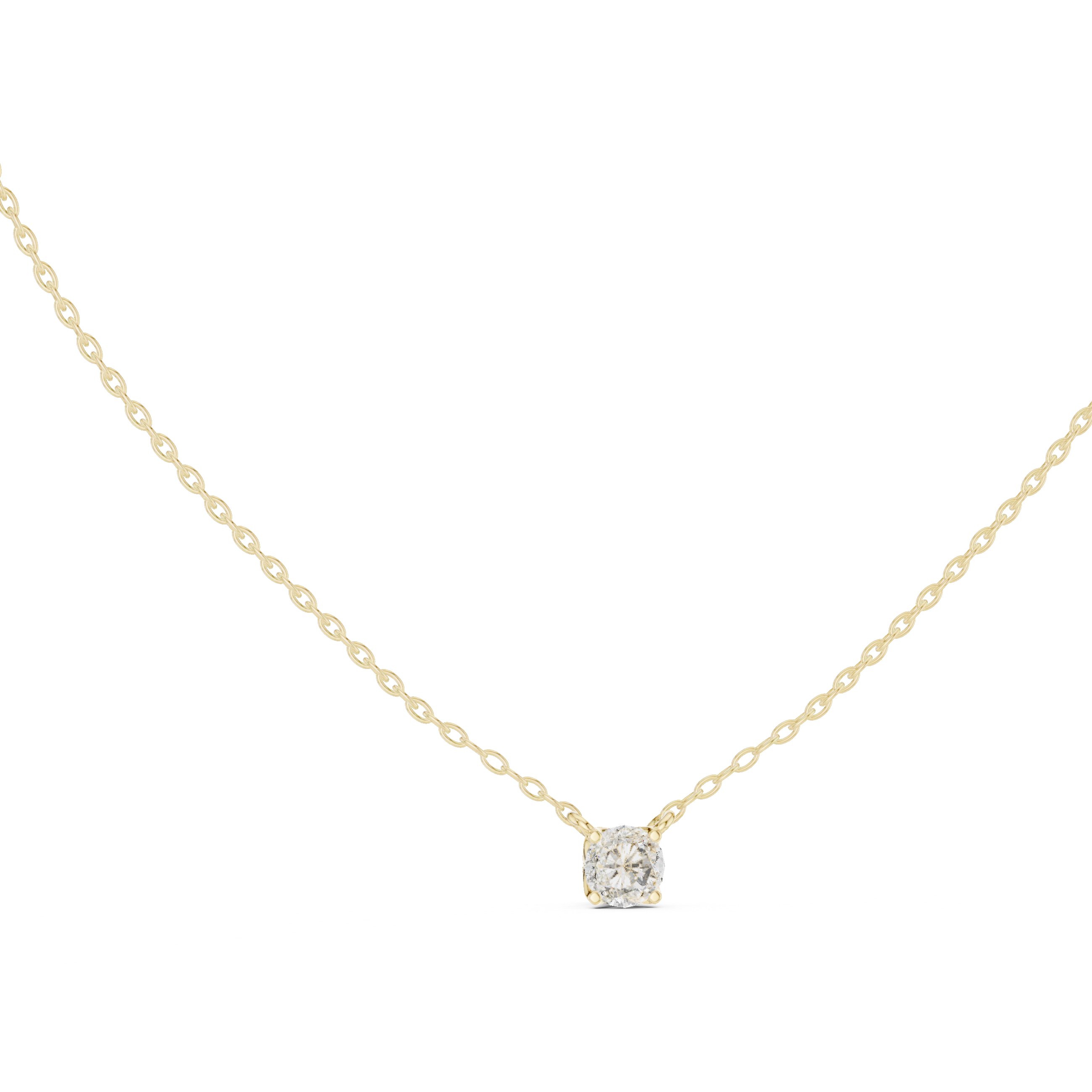 Elegant Round Solitaire Gold Necklace