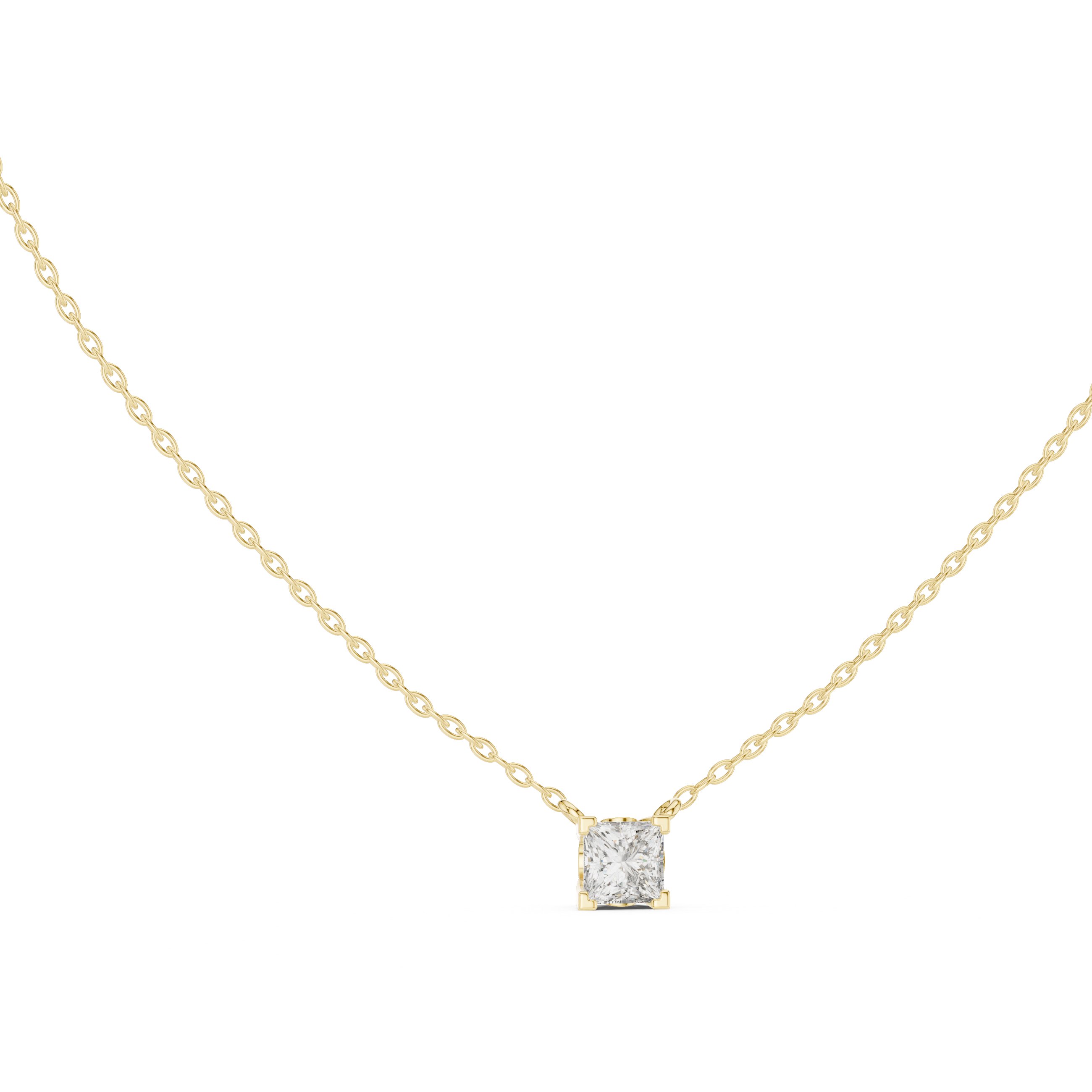 Aurora Square Solitaire Pendant Necklace