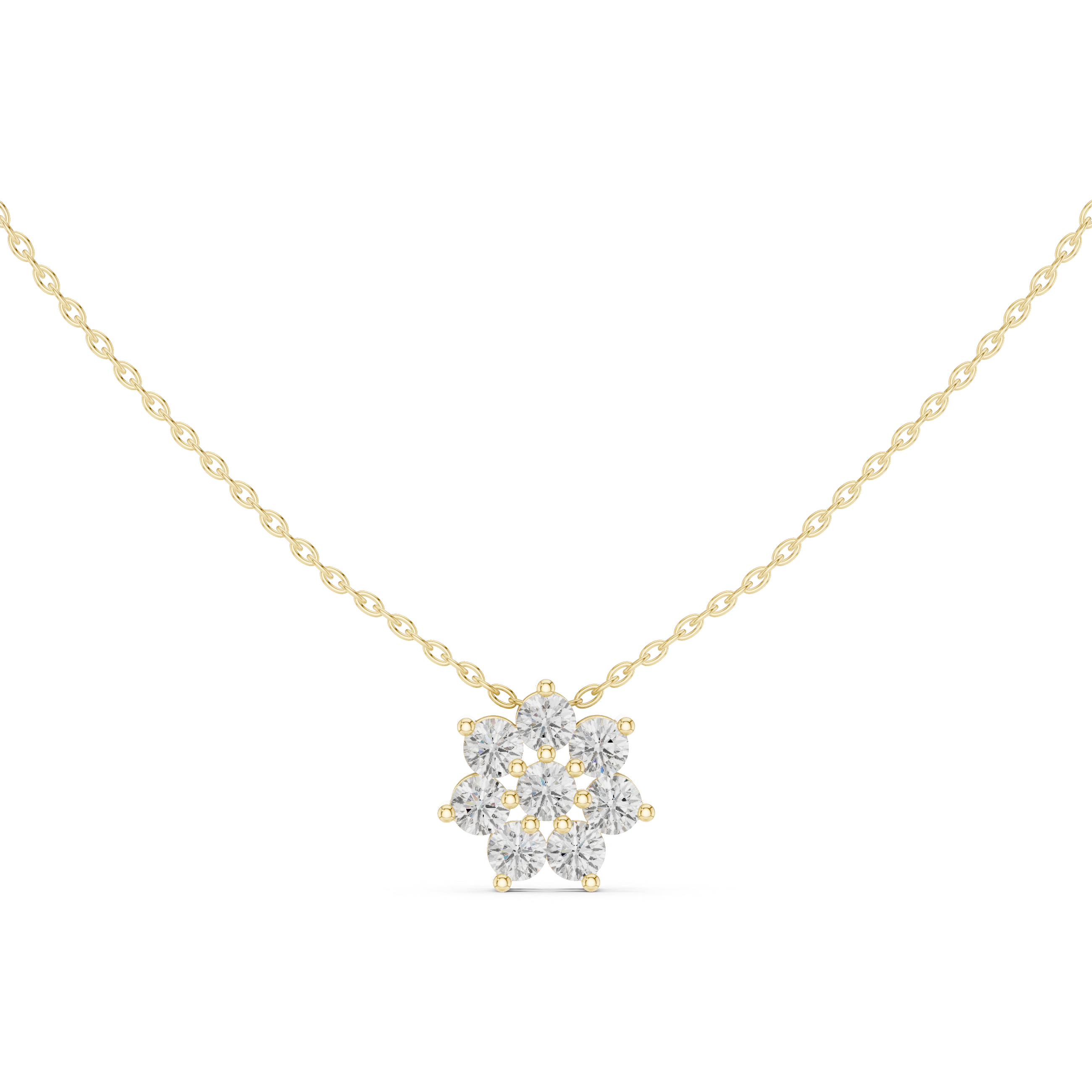 Elegant Floral Diamond Pendant Necklace in Gold