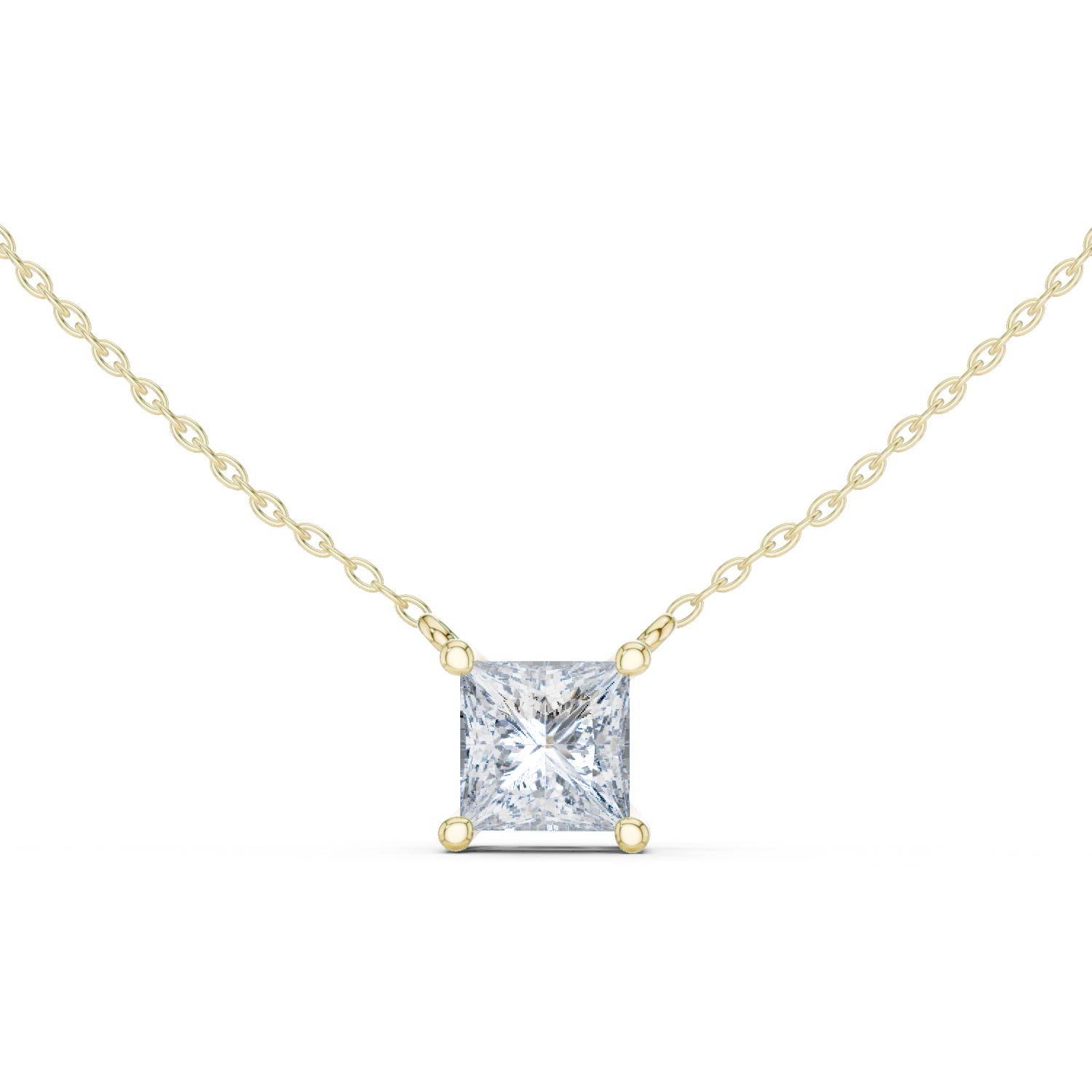 Pure Radiance Princess-Cut Diamond Pendant Necklace