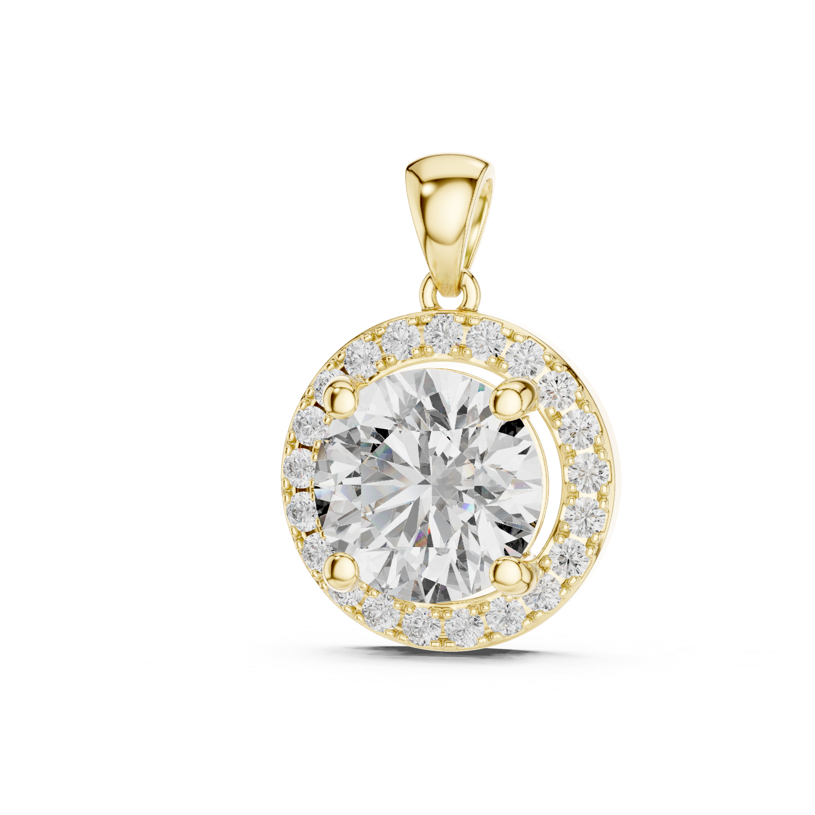 Golden Radiance Halo Diamond Pendant