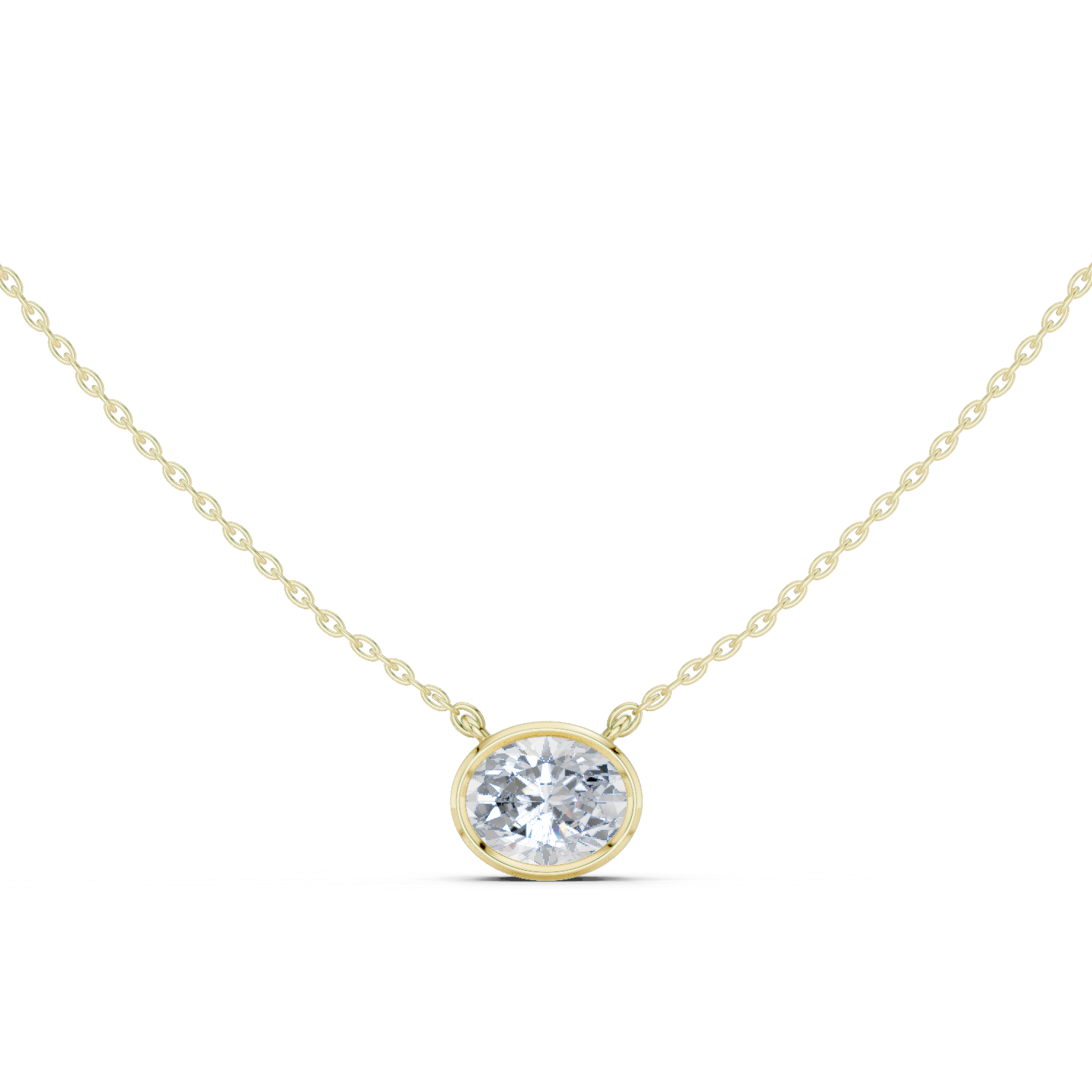 Bezel-Set Round Diamond Solitaire Necklace