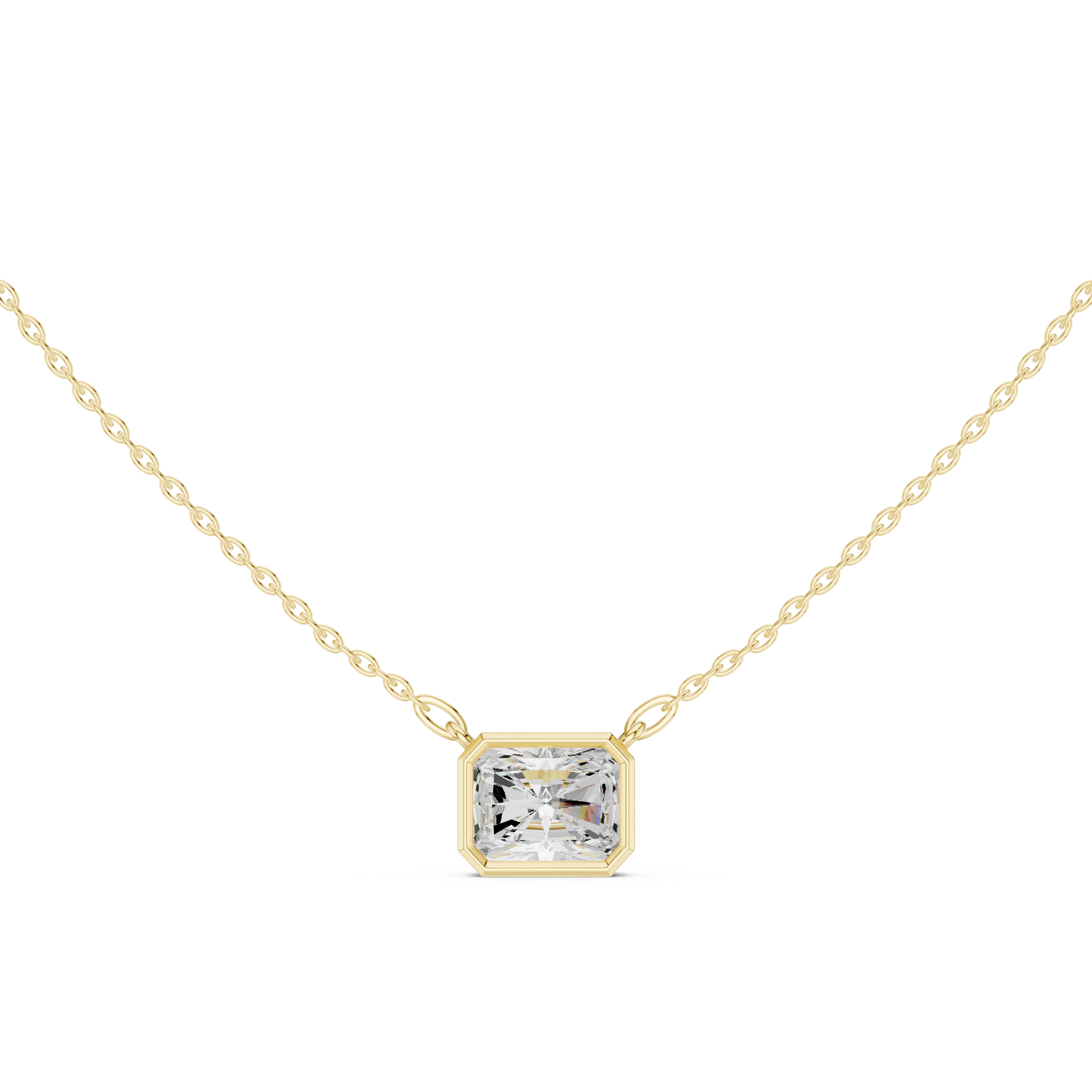 Bezel-Set Radiant Diamond Solitaire Pendant