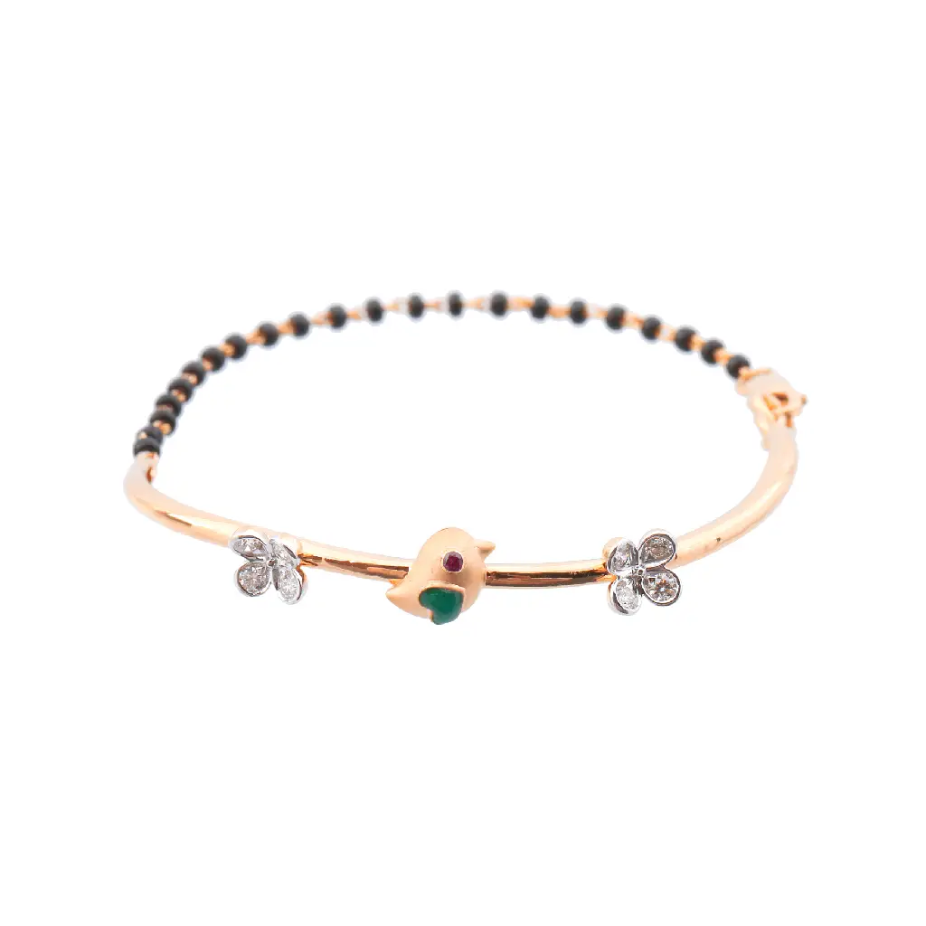 Rose Gold Floral Mangalsutra Bracelet with Gemstone Accent