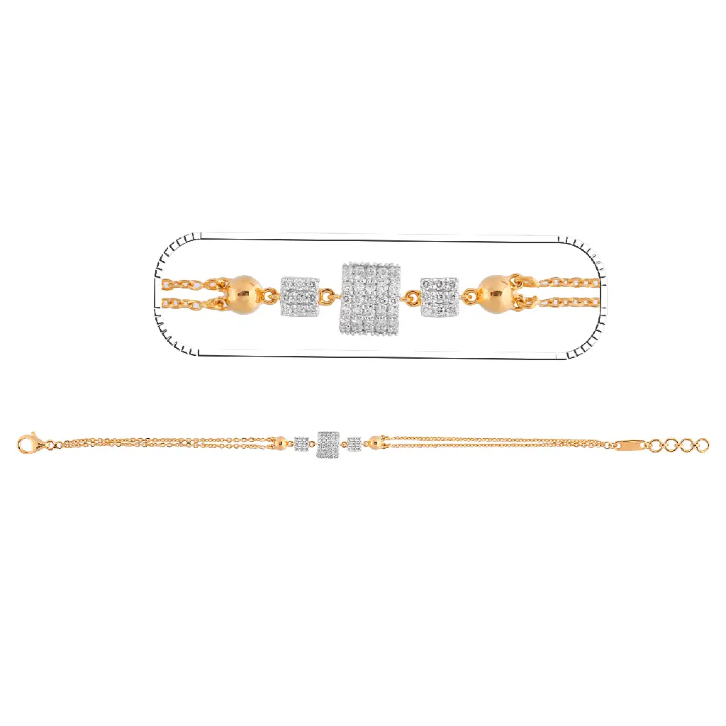 Yellow Gold Diamond Geometric Triple-Chain Bracelet