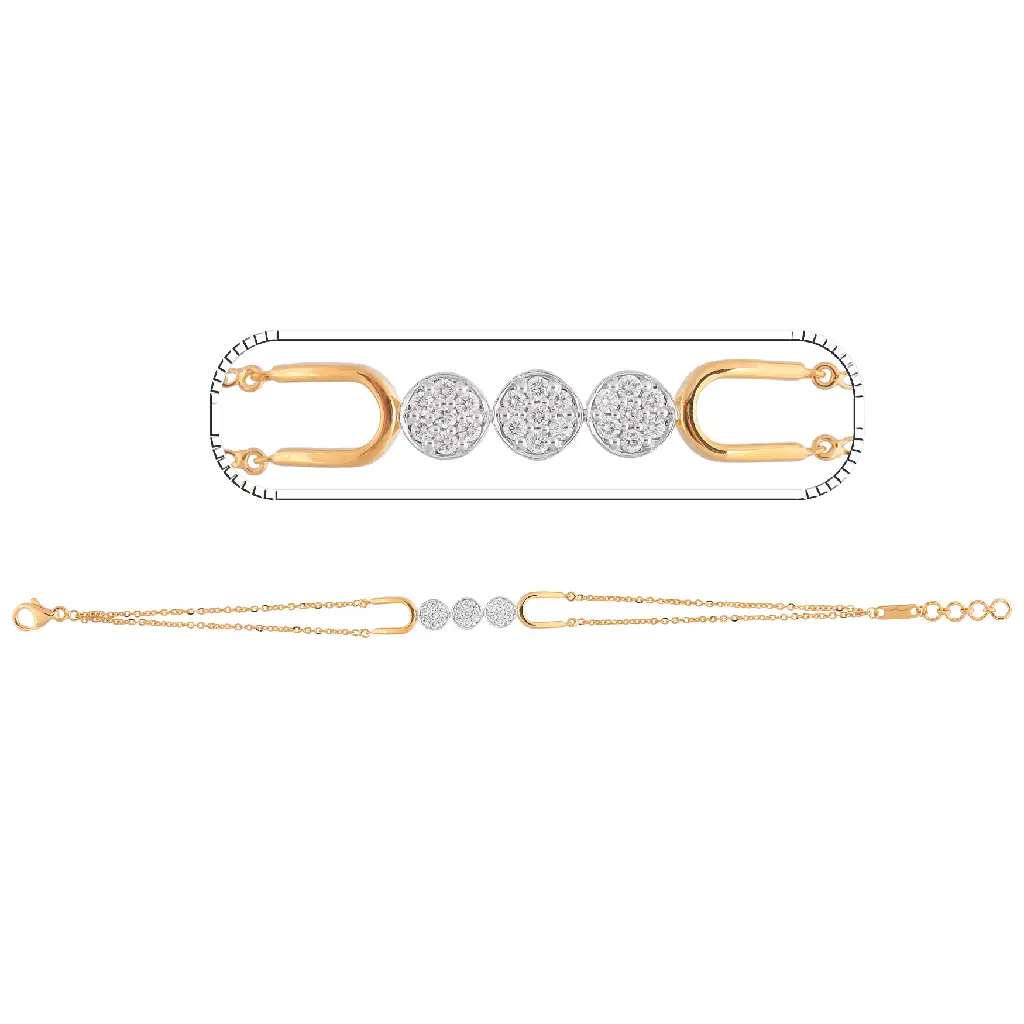 Yellow Gold Diamond Triple Disc Link Bracelet