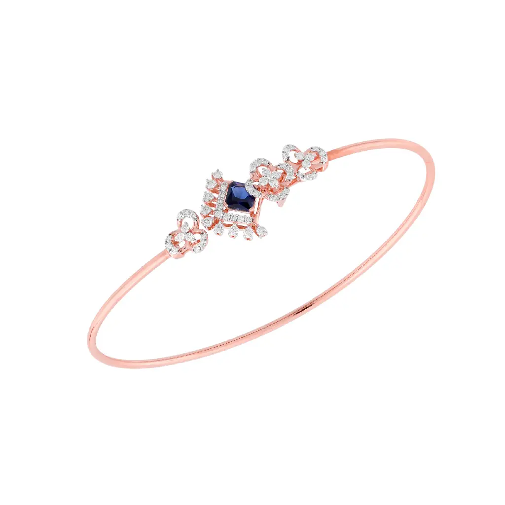 Rose Gold Floral Diamond Bracelet with Sapphire Center