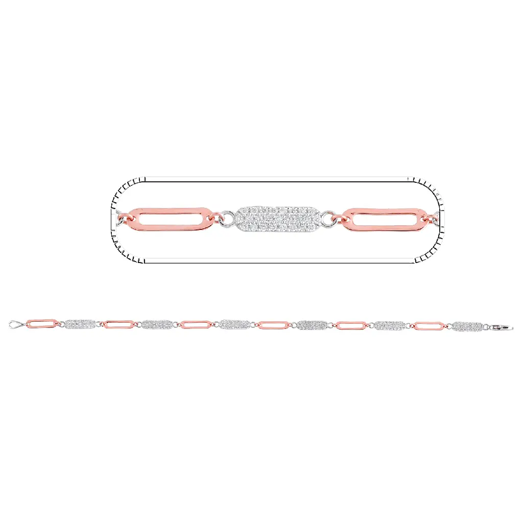 Elegant Rose Gold &amp; Pavé Diamond Link Bracelet