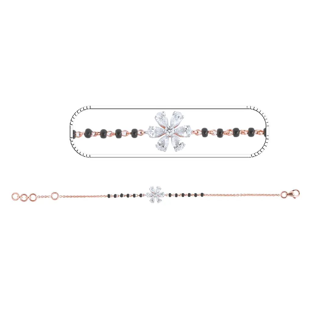 Rose Gold Diamond Floral Mangalsutra Bracelet