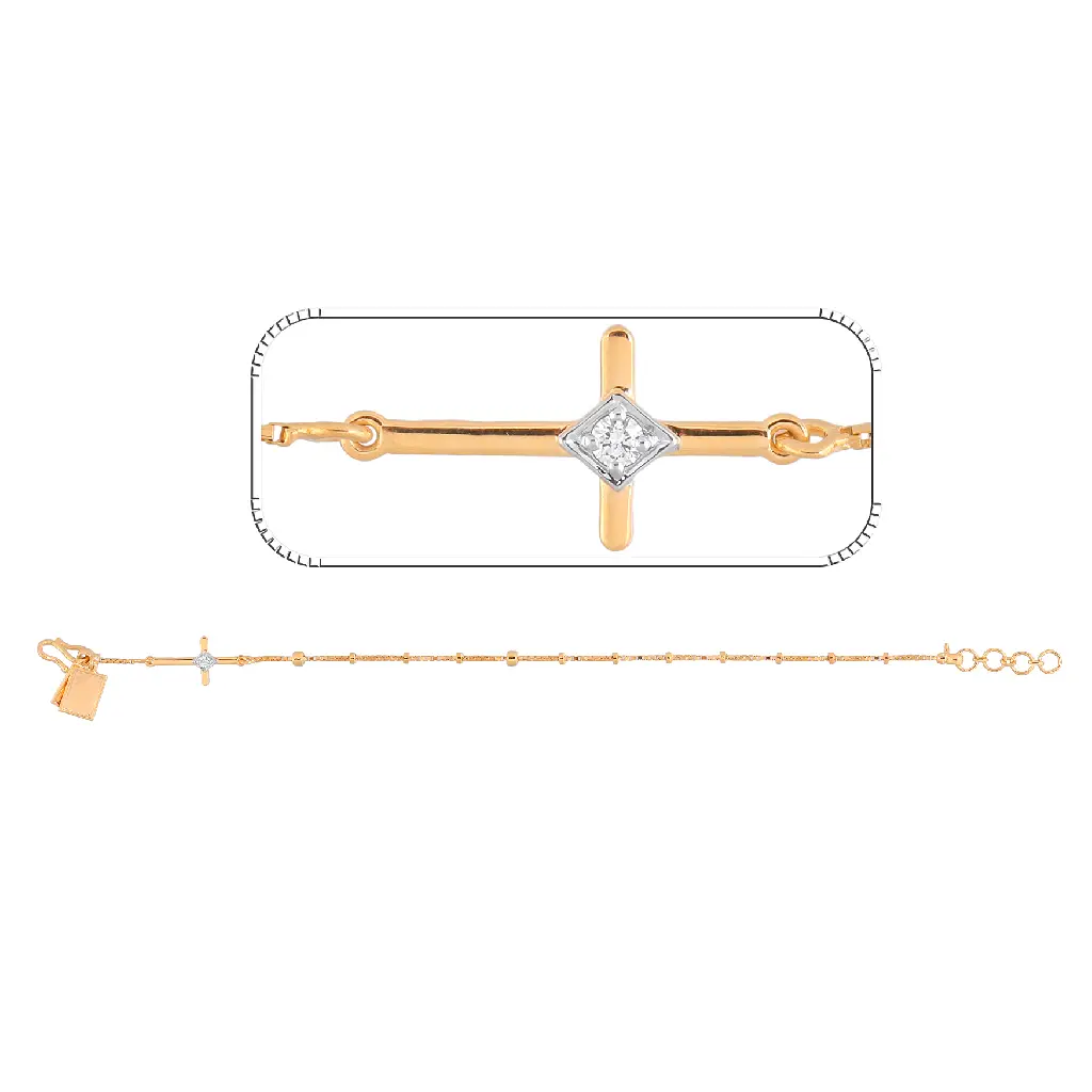 Rose Gold Diamond Geometric Cross Bracelet