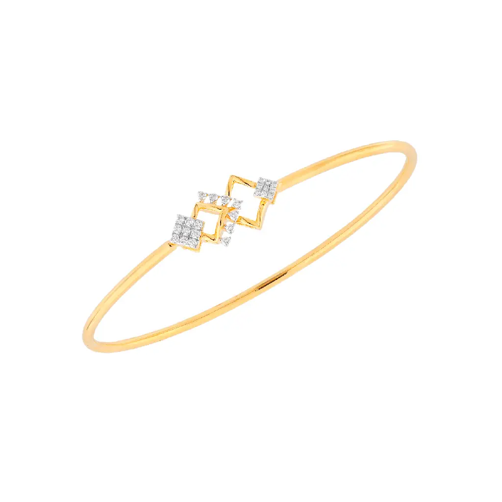 Yellow Gold Interlocked Square Diamond Bangle