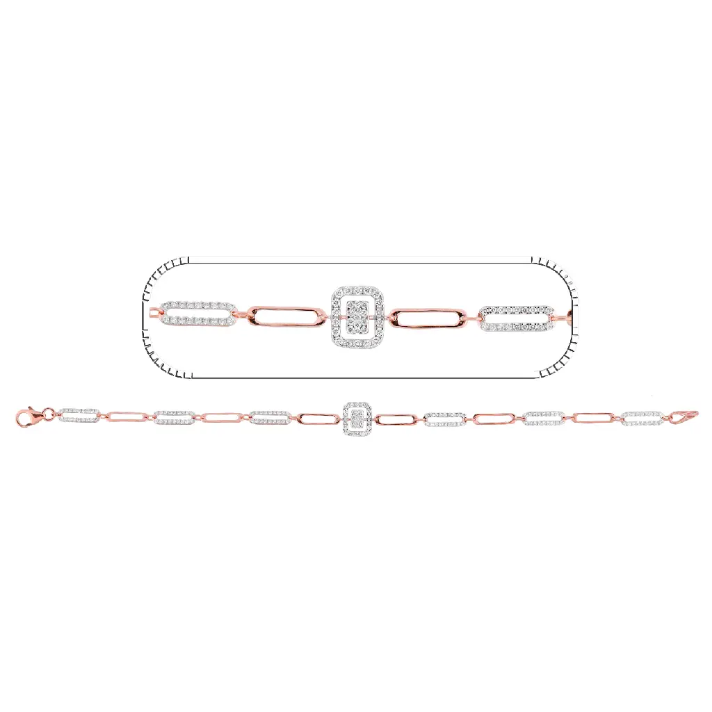 Rose Gold Geometric Diamond Link Bracelet