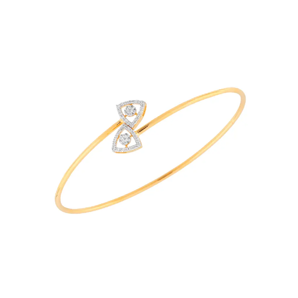 Yellow Gold Twin Teardrop Diamond Bangle
