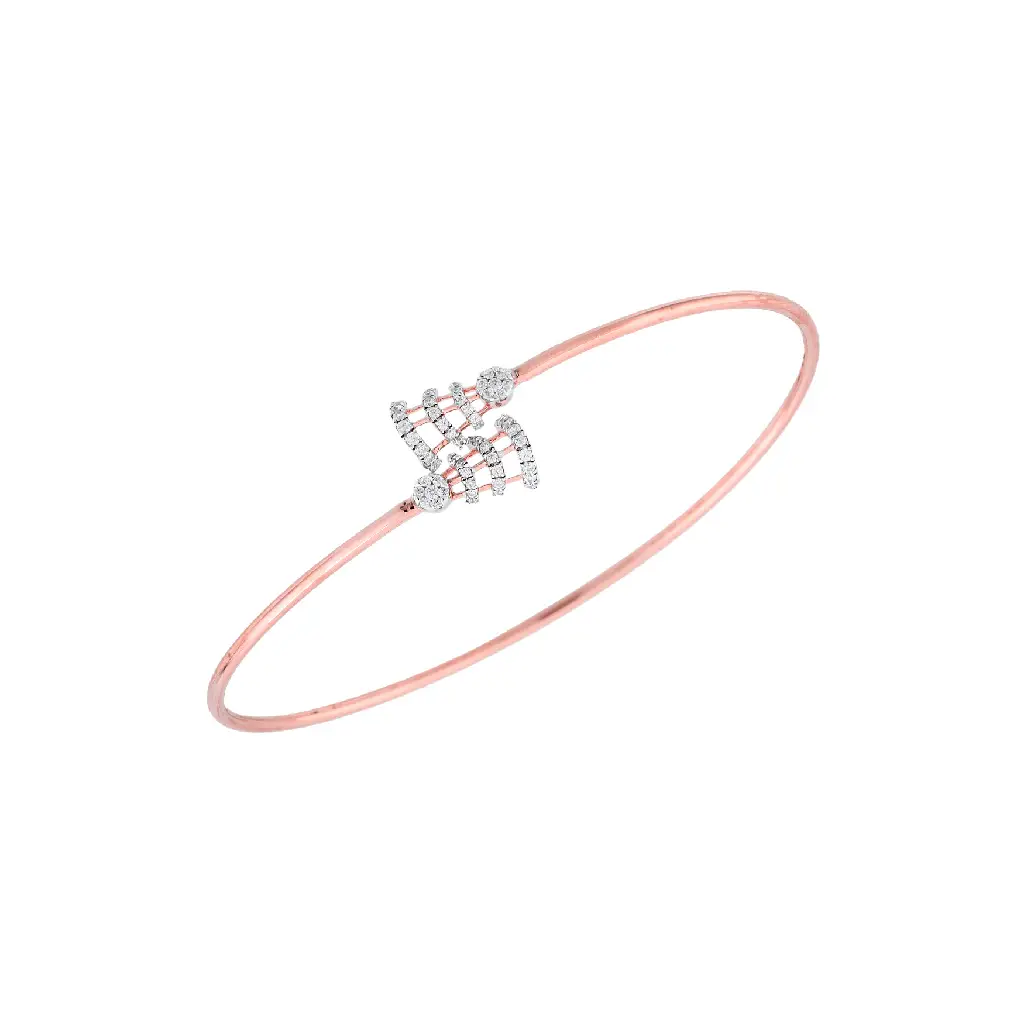 Rose Gold Criss-Cross Diamond Accent Bangle