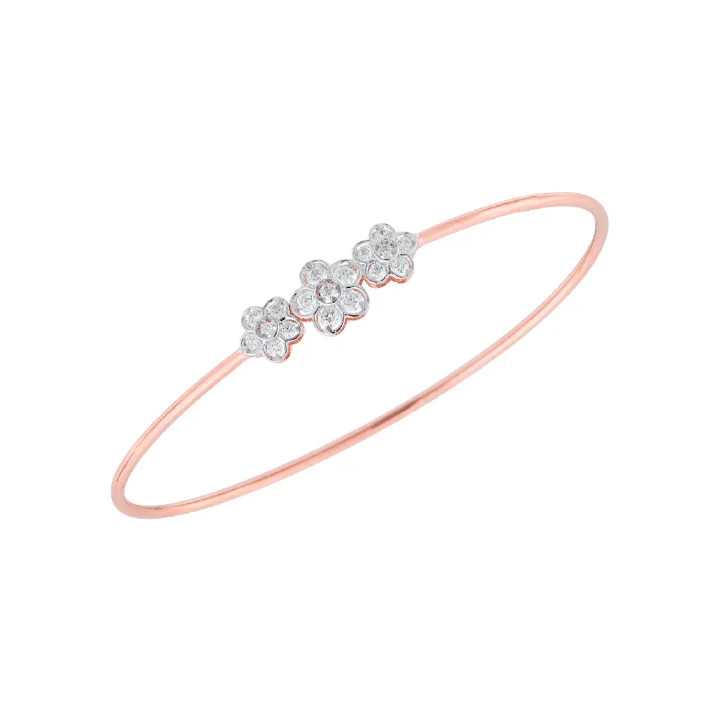Rose Gold Floral Diamond Cluster Bangle