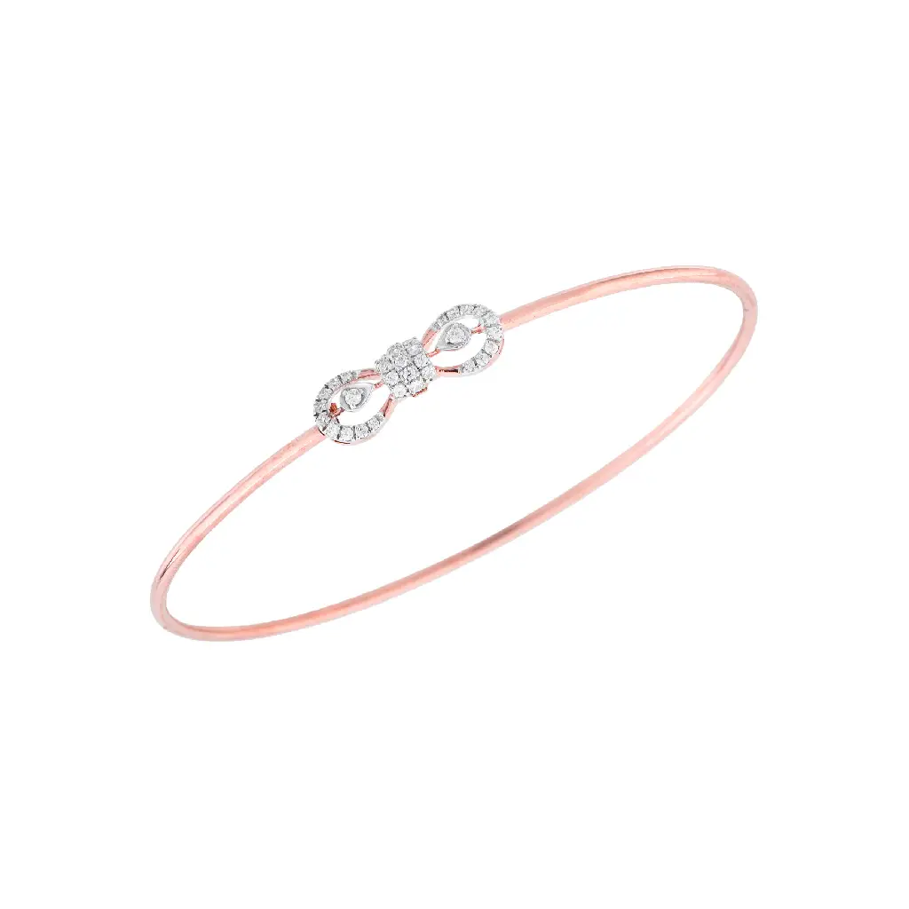 Elegant Diamond Infinity Floral Open Bangle in Rose Gold