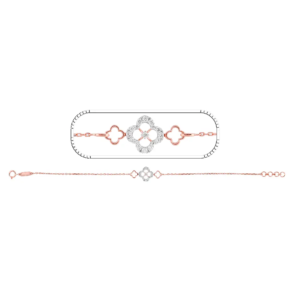 Elegant Diamond Floral Chain Bracelet in Rose Gold