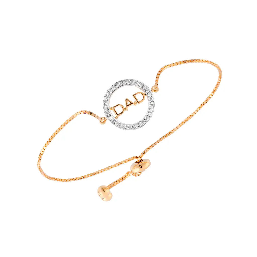 Dad Diamond Adjustable Chain Bracelet in Yellow Gold