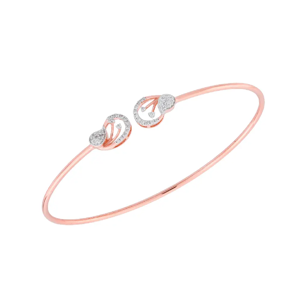 Elegant Rose Gold Diamond Open Bangle Bracelet