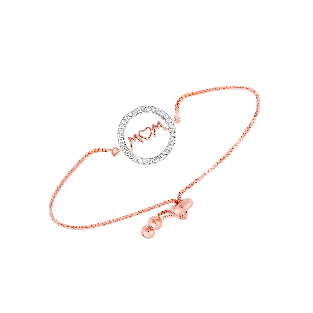 Rose Gold Diamond MOM Adjustable Bracelet