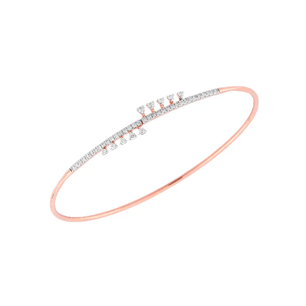Rose Gold Diamond Crown Curve Bangle