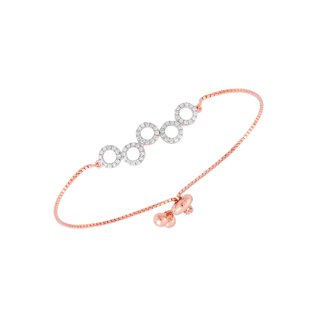 Interlocking Halo Rose Gold Adjustable Bolo Bracelet