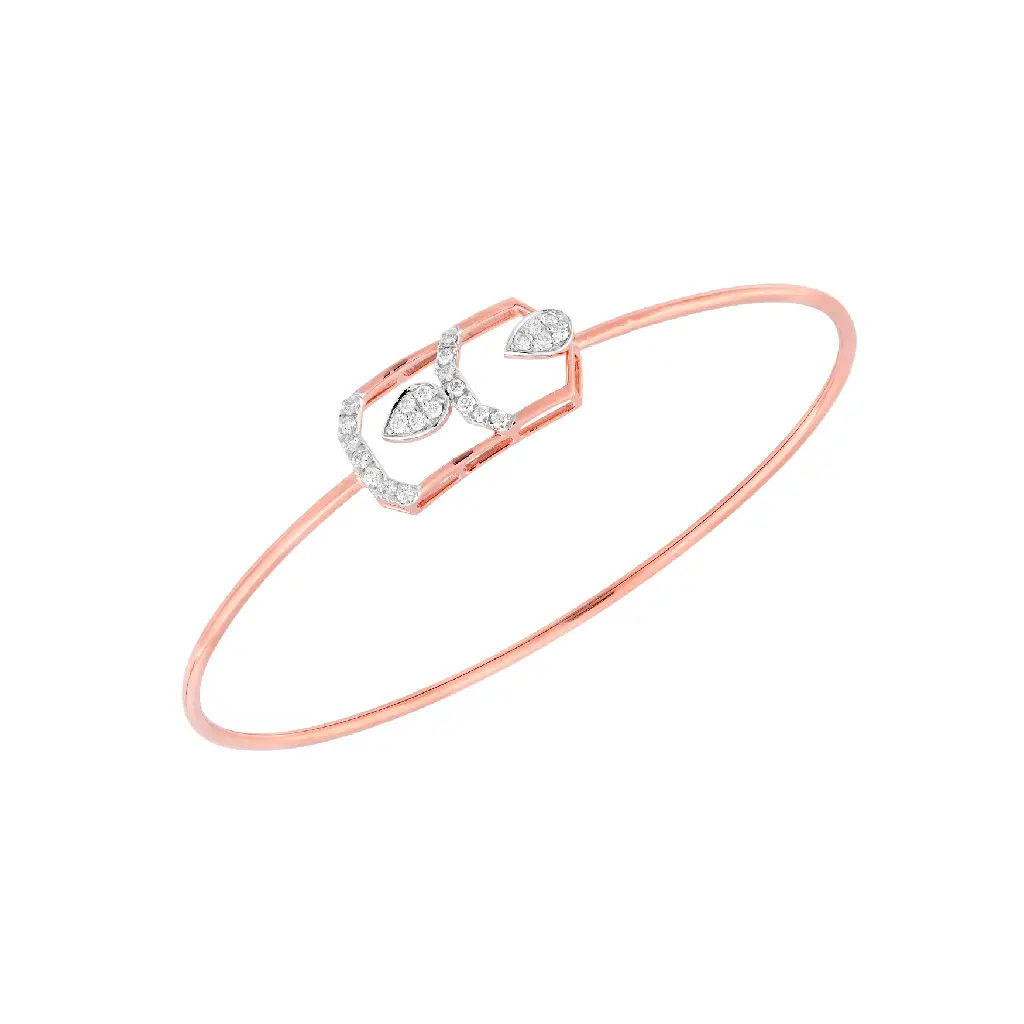 Geometric Floral Rose Gold Diamond Bangle