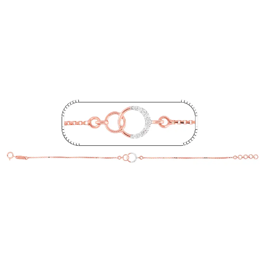 Rose Gold Diamond Interlinked Circle Bracelet