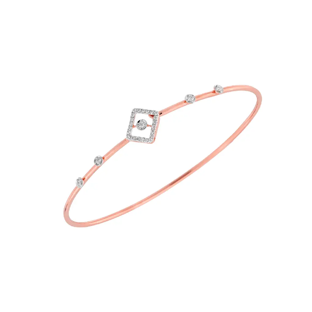 Rose Gold Diamond Square Accent Bangle