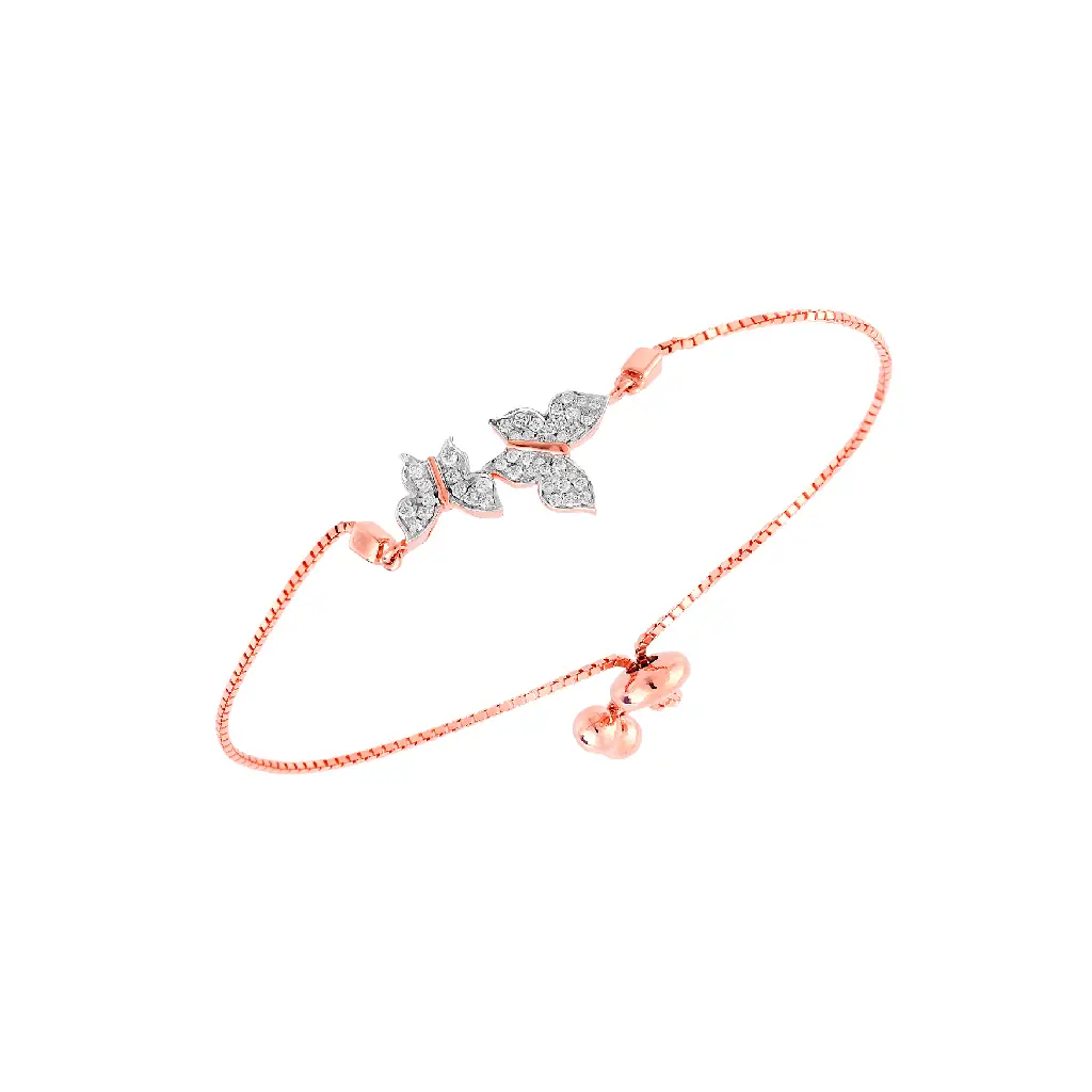 Rose Gold Diamond Butterfly Adjustable Bracelet