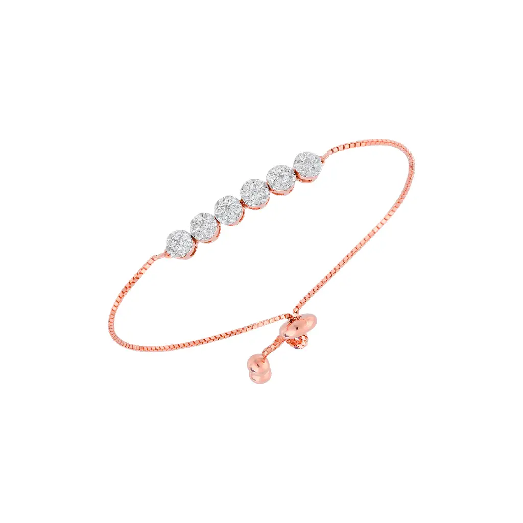 Rose Gold Diamond Station Adjustable Bracelet
