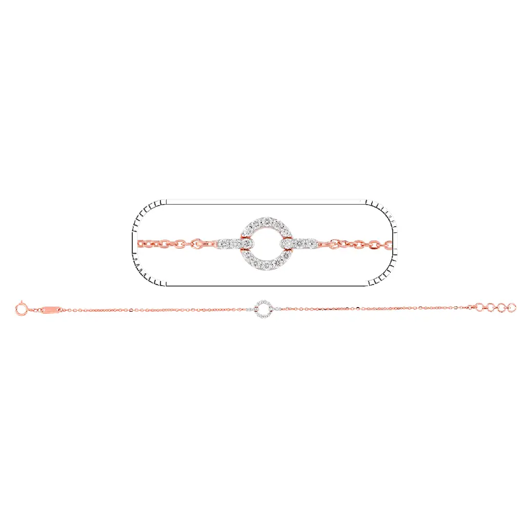 Rose Gold Diamond Circle Link Bracelet